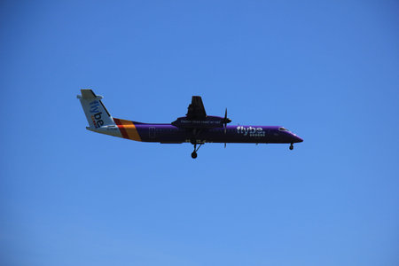 Amsterdam the Netherlands - May, 5th 2016:  G-FLBE Flybe De Havilland Canada DHC-8 approaching...