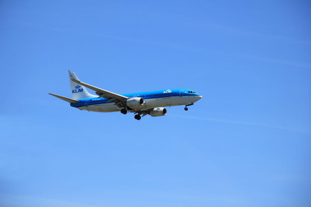 Amsterdam the Netherlands - May, 5th 2016:  PH-BXB KLM Royal Dutch Airlines Boeing 737  approaching...