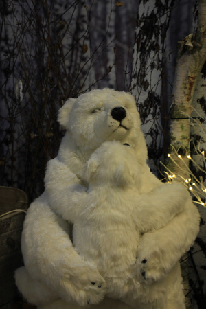 Winter scene with polar bears as Christmas or winter decorations