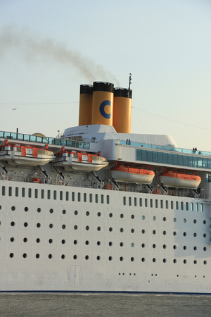 IJmuiden, the Netherlands, June 4th, 2016:  Costa Neo Romantica on North Sea Canal towards North Seaのeditorial素材