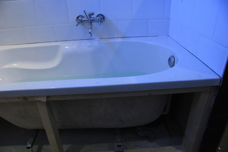 Bathroom renovation project after some major leakage problemsの写真素材
