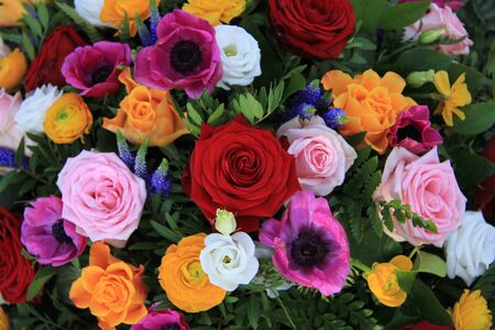 Wedding arrangement in bright colorsの写真素材
