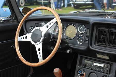 Dashboard of a vintage sports car
