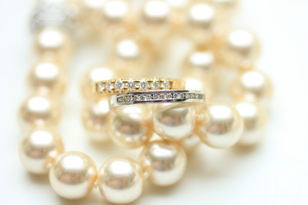 Two diamond wedding bands for a double bride weddingの写真素材