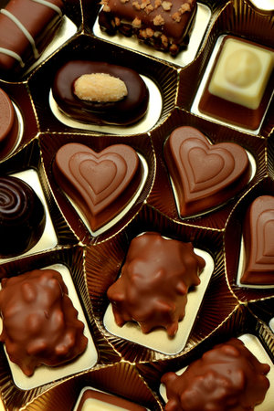 Luxurious chocolates in a golden boxのeditorial素材