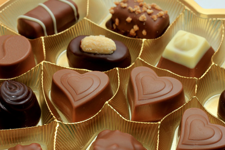 Luxurious chocolates in a golden boxのeditorial素材