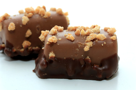 Luxurious chocolates or pralines in closeup, nuts and dark chocolateのeditorial素材