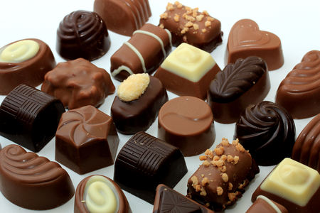 Luxurious chocolates in various shapes and colorsのeditorial素材