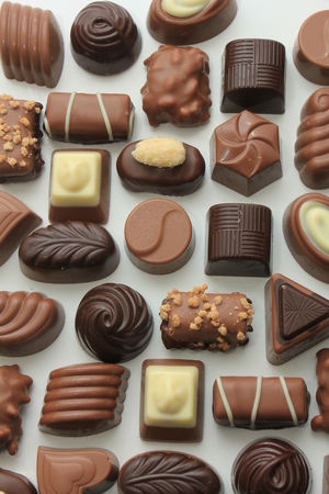 Luxurious chocolates in various shapes and colorsのeditorial素材