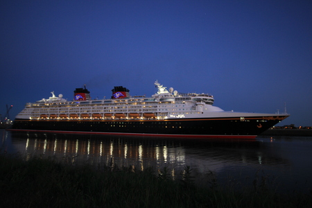 IJmuiden, the Netherlands - May, 25th 2017: Disney Magic leaving North Sea lock, IJmuiden.のeditorial素材