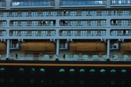 Velsen, the Netherlands - May, 25th 2017: Disney Magic detail of lifeboatのeditorial素材