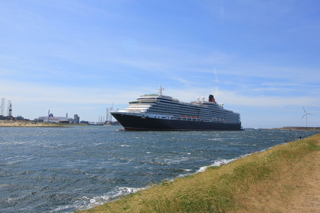 IJmuiden, The Netherlands - June 5th 2017: Queen Victoria, Cunard on North Sea Channel towards North Sea Lock in IJmuidenのeditorial素材