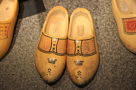 Old worn clogs, the traditional Dutch wooden shoes