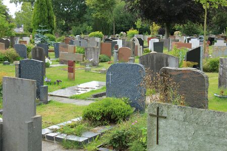 Tombstones on a cemetery in the Netherlandsの写真素材