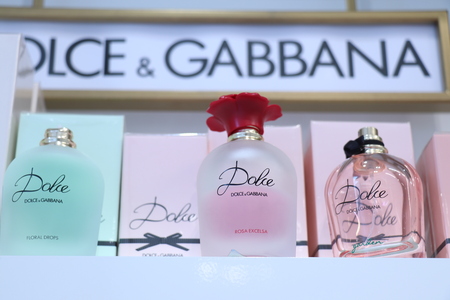 Haarlem, the Netherlands - October 6th 2018: Dolce and Gabbana fragrances on display in a luxurious department storeのeditorial素材