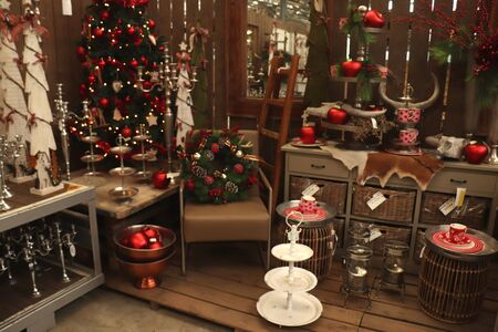 Aalsmeer, the Netherlands - November 7th 2018: Christmas decorations in an interior decoration shopのeditorial素材
