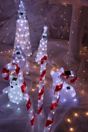 Cruquius, the Netherlands - October 26th 2018: Christmas illumination in various shapes an interior decoration shopのeditorial素材