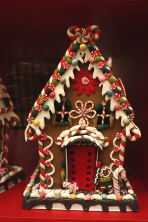 Aalsmeer, the Netherlands - November 7th 2018: Gingerbread house Christmas decorations in an interior decoration shopのeditorial素材