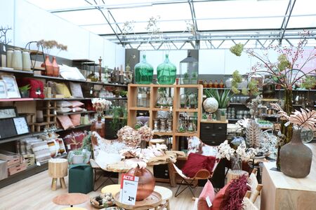 Cruquius, the Netherlands - october 26th 2018: furniture and accessories on display in a home decoration storeのeditorial素材