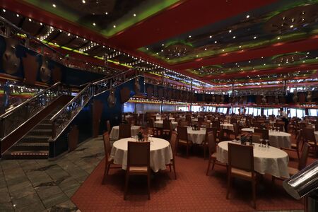 Marseille, France - September, 25th 2019: Costa Magica cruise ship, Costa Smeralda Dining Roomのeditorial素材