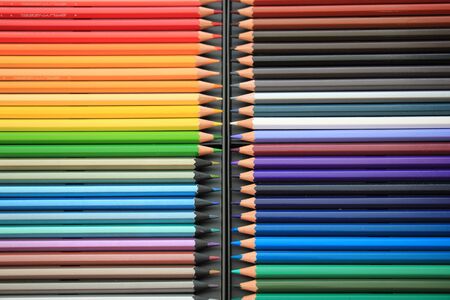 Brand new unused color pencils in boxの写真素材