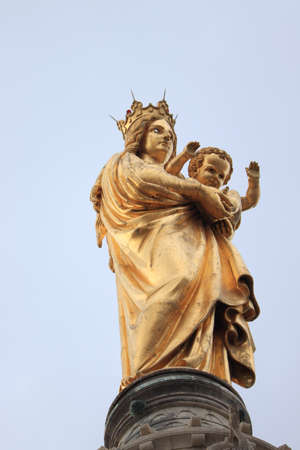 Notre Dame De La Garde cathedral in Marseille, France. Statue of the holy virginのeditorial素材