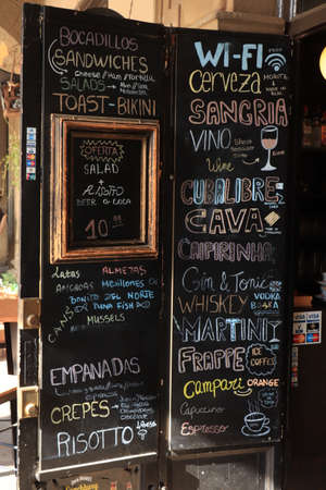 Barcelona, Spain - September 28th 2019: Entrance of a Bar in Poble Espaのeditorial素材