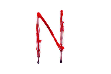 Dripping blood fonts the letter Nの写真素材