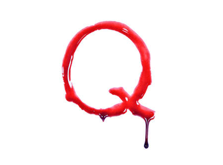 Dripping blood fonts the letter Qの写真素材