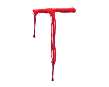 Dripping blood fonts the letter Tの写真素材