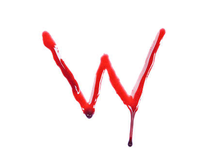 Dripping blood fonts the letter Wの写真素材