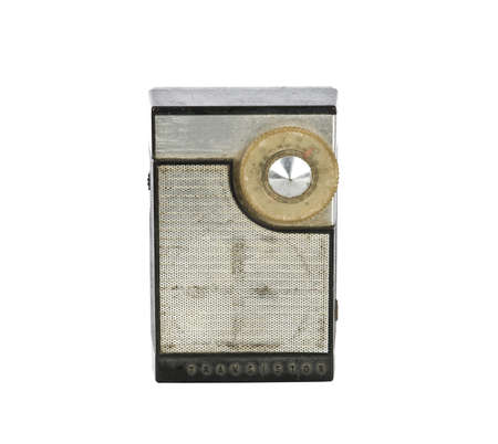 1960 s era transistor radio isolated on a white background  の写真素材