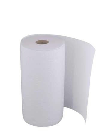 Roll of paper towels isolated on whiteの写真素材