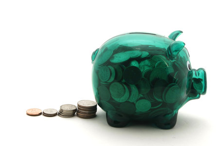 Overstuffed piggy bankの写真素材