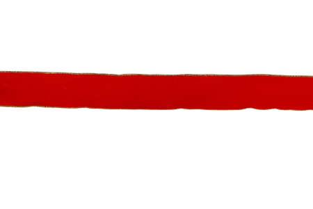 Red velvet ribbon isolated on whiteの写真素材