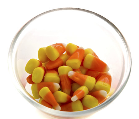 Candy corn in a bowl