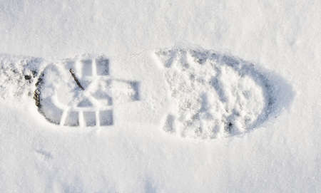 foot prints in fresh snowの写真素材