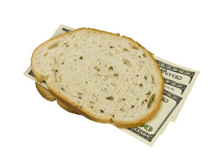 money sandwiched concept cost of food の写真素材