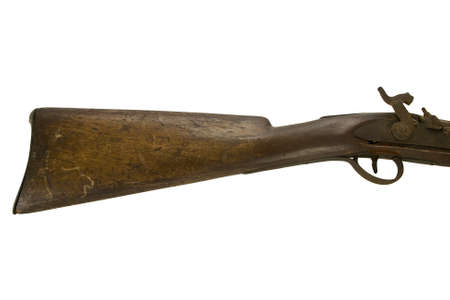 Antique muzzle loading firearm isolated