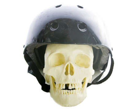 Skull with safety helmet  