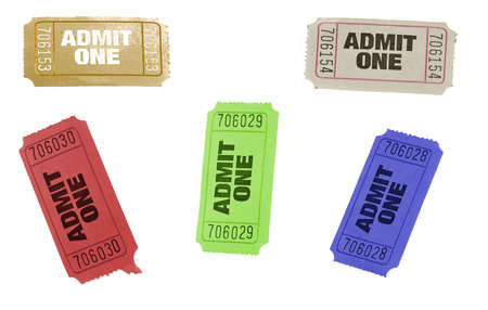 vintage admit one tickets close up の写真素材