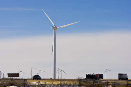 wind farm off highway in United States 