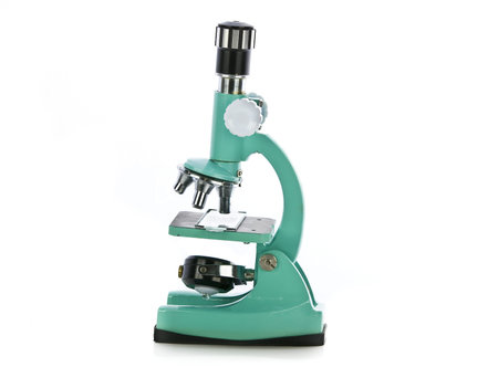 microscope and Slide on White Background 