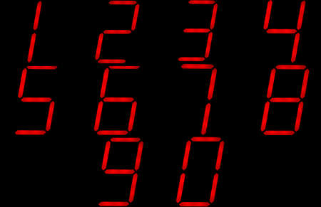 Red digital clock readout numbersの写真素材