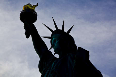 Statue of Liberty in New York silhouetteの写真素材