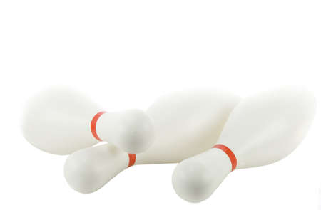 Play bowling pins isolated on white の写真素材