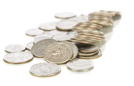 U S  Coins shot on a white backgroundの写真素材