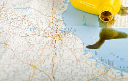 Gulf of Mexico map with oil spill conceptの写真素材
