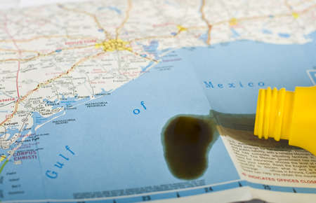 Gulf of Mexico map with oil spill conceptの写真素材
