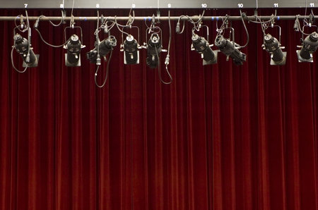 Stage curtain with stage lights 